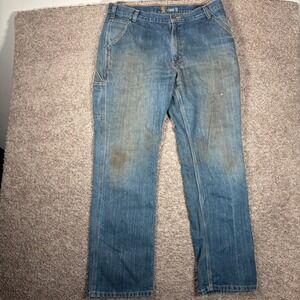 Carhartt Mens Relaxed Fit Carpenter Jeans Distressed 103327 38x34 (Fits 38x32)